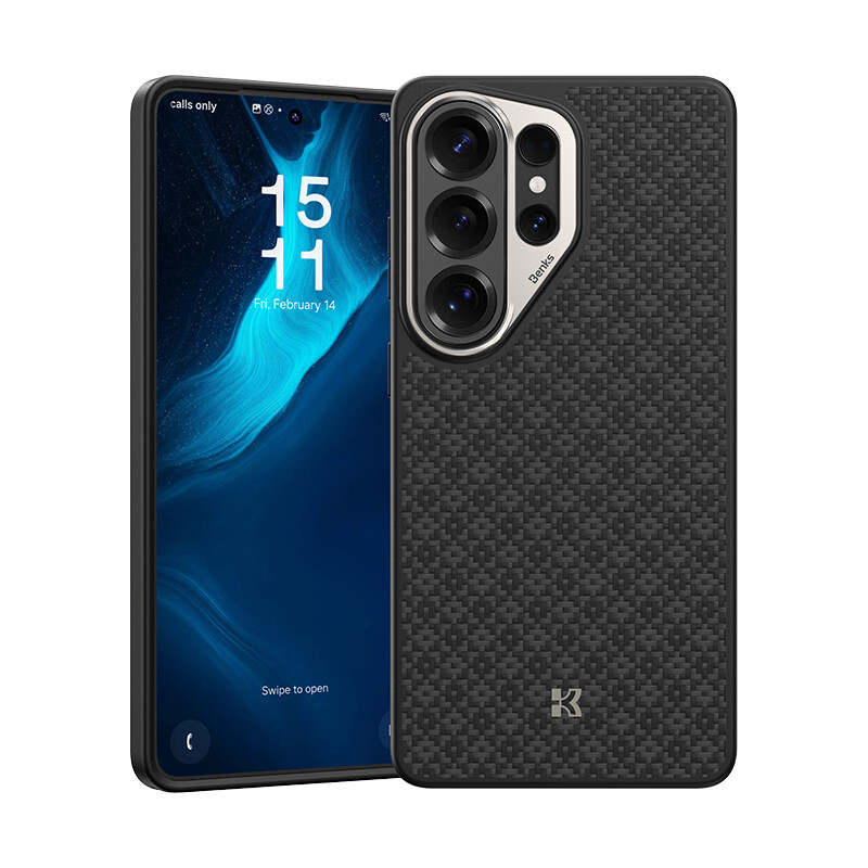 Magnetický kryt s kovovým rámečkem Benks Armor Pro Grid Kevlar 600D pro Samsung Galaxy S26 Ultra - černý