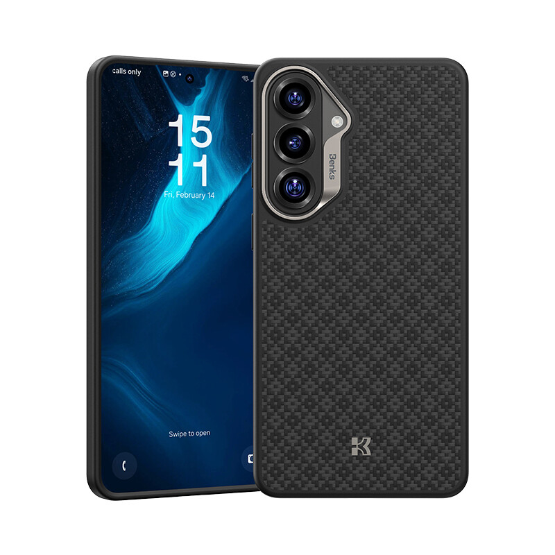 Magnetický kryt s kovovým rámečkem Benks Armor Pro Grid Kevlar 600D pro Samsung Galaxy S26 - černý