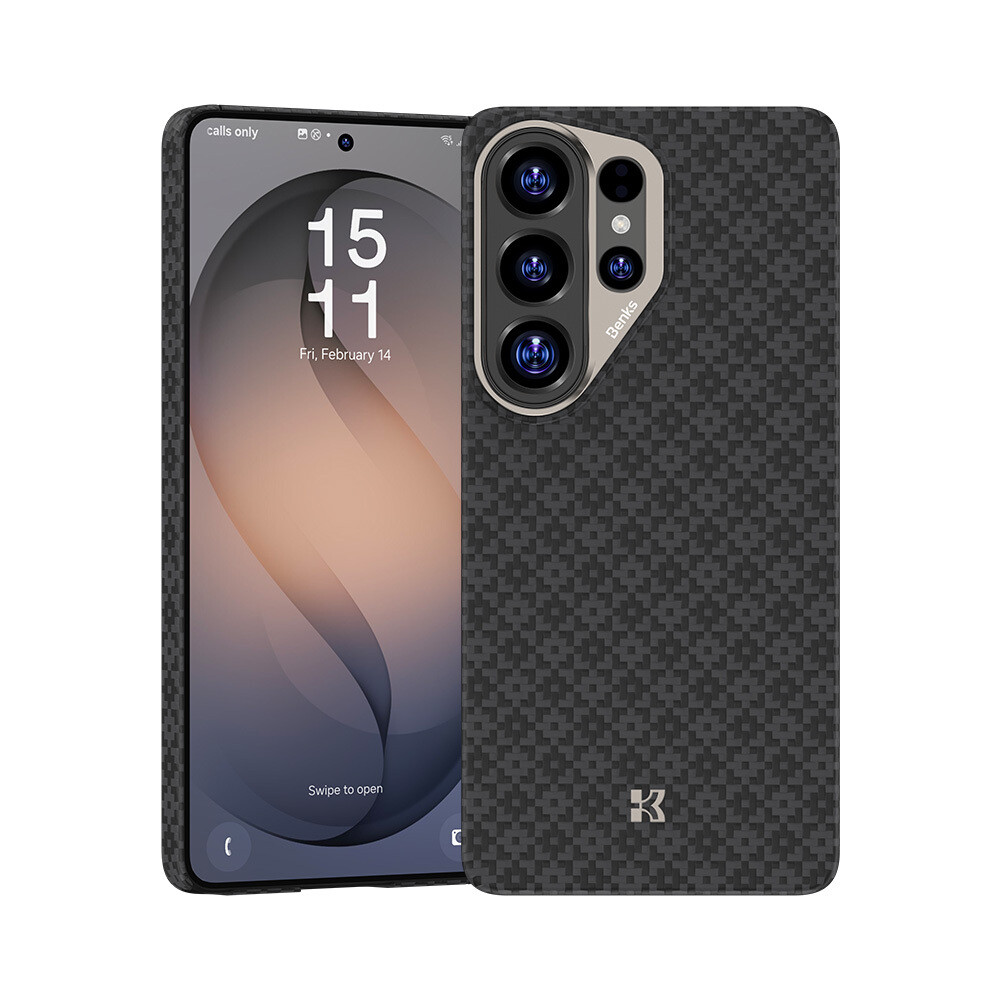 Magnetický kryt s kovovým rámečkem Benks Armor Air Grid Kevlar 600D pro Samsung Galaxy S26 Ultra - černý