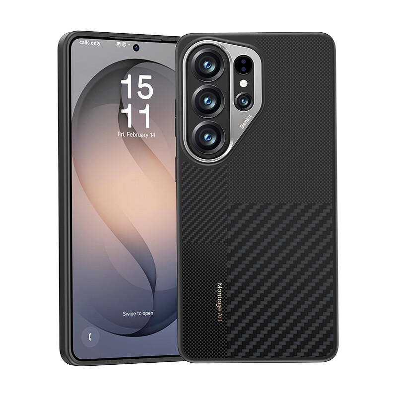 Magnetický kryt s kovovým rámečkem Benks Montage Armor Pro Kevlar 600D+1500D pro Samsung Galaxy S26 Ultra - černý