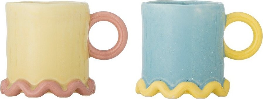 Světle žluté/ světle modré keramické hrnky v sadě 2 ks 350 ml Polly – Bloomingville