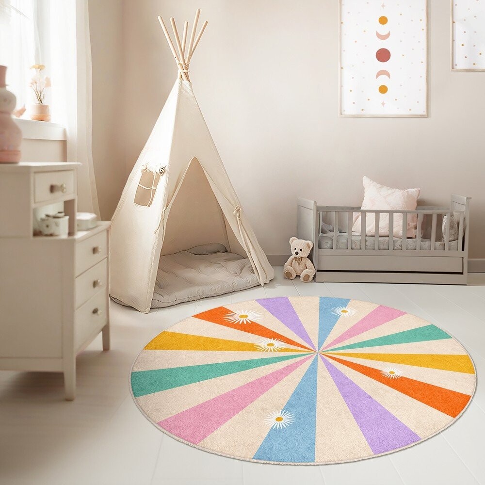 Pratelný dětský hrací koberec ø150 cm Rainbow Daisy – Mila Home