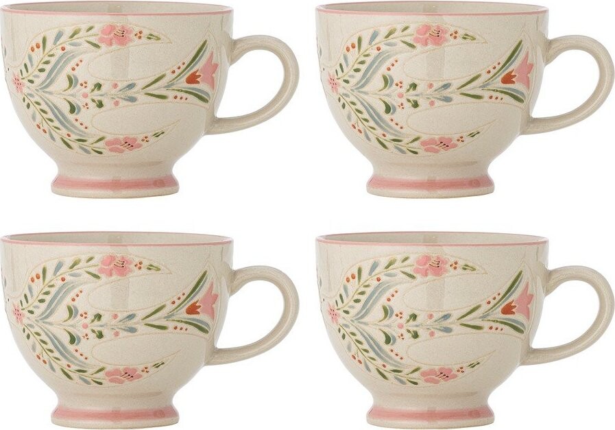 Bílé keramické hrnky v sadě 4 ks 400 ml Rosalynde – Bloomingville