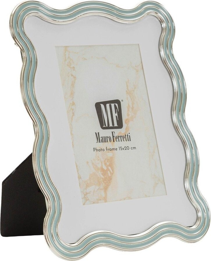 Světle modrý/ve stříbrné barvě kovový/skleněný stojací rámeček 17,5x22,5 cm Elizabeth – Mauro Ferretti