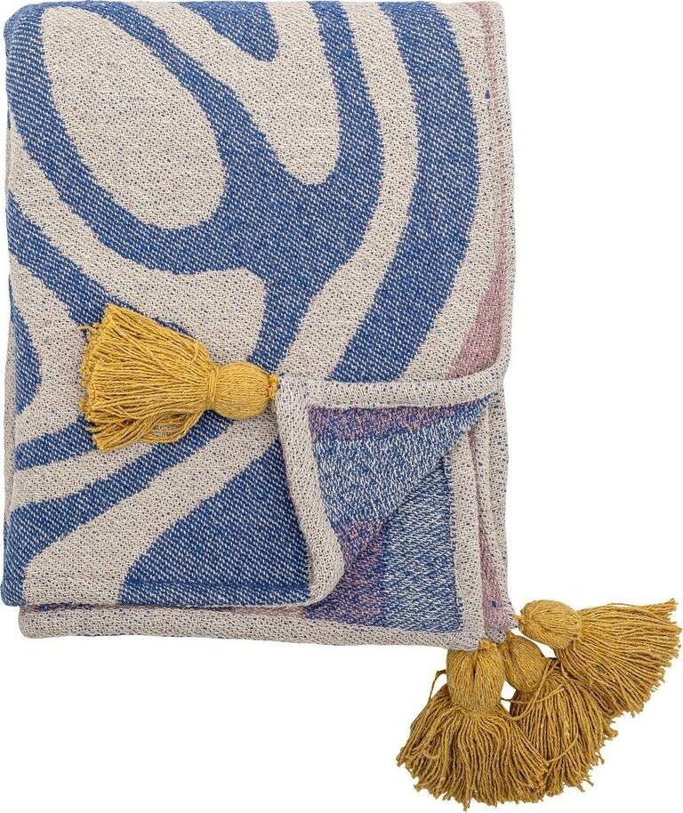 Modrá deka s příměsí bavlny 130x160 cm Arlie – Bloomingville