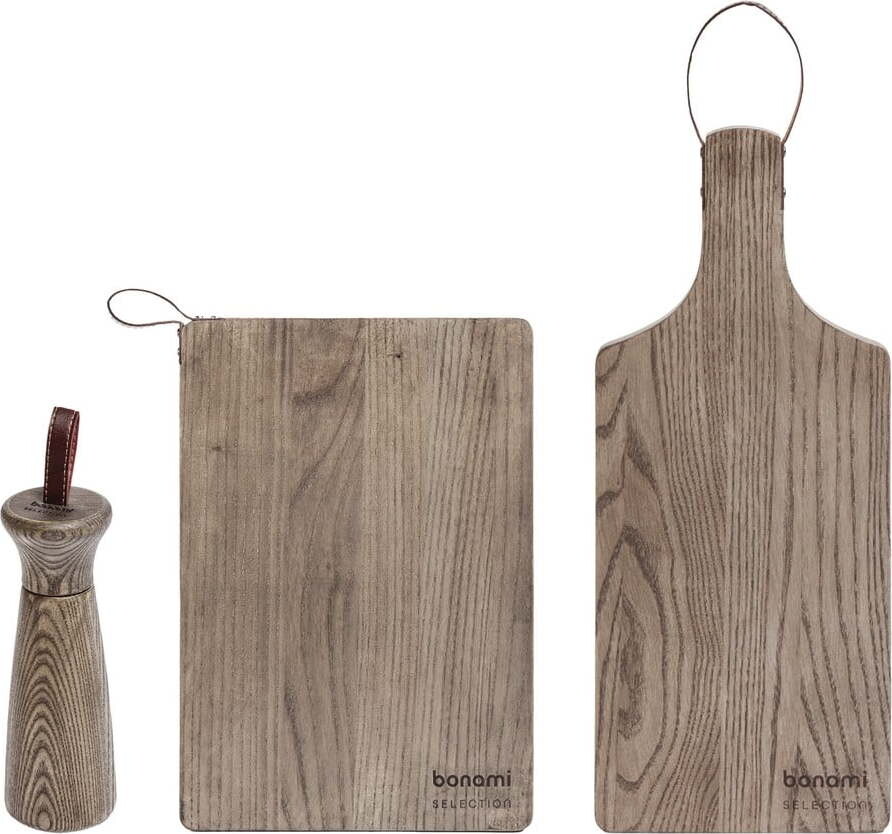 Servírovací dřevěný mlýnek a prkénka v sadě 3 ks 52,5 x 18 cm – Bonami Selection