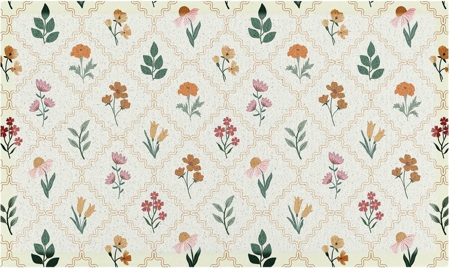 Rohožka z PVC 40x70 cm Vintage Floral Stamp – Artsy Doormats