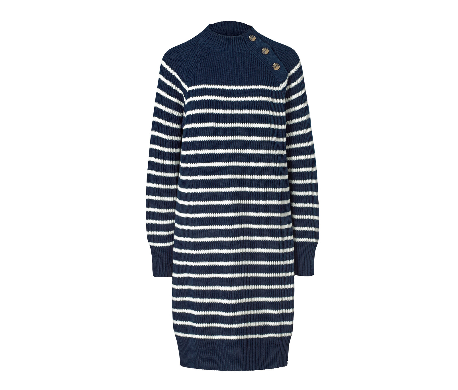 Tchibo - Proužkované šaty s ozdobnými knoflíky - pro ženy - vel. M 40/42 - barva: modrá/s proužky