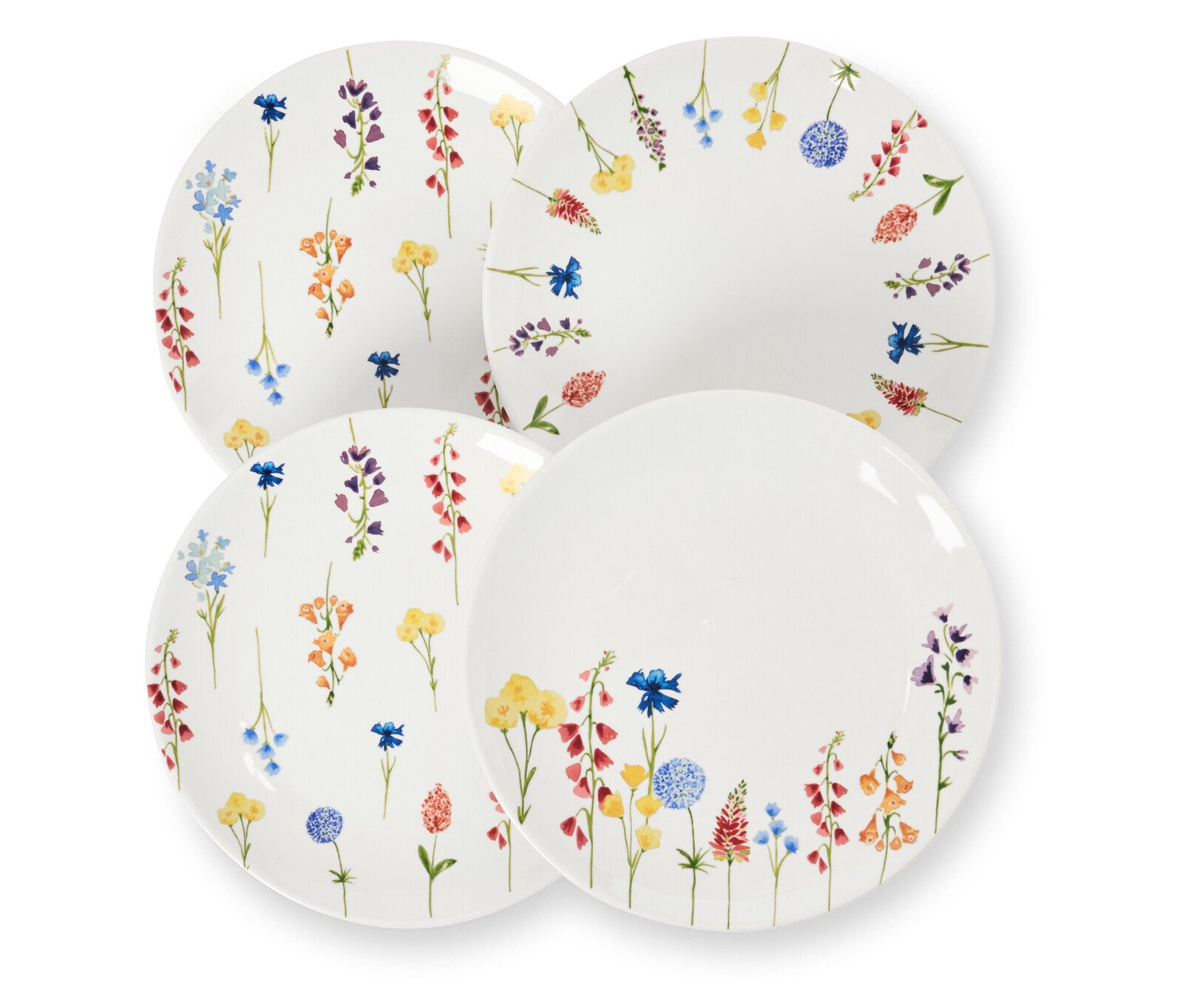 Tchibo - Dezertní talíře s dekorem - barva: bílá