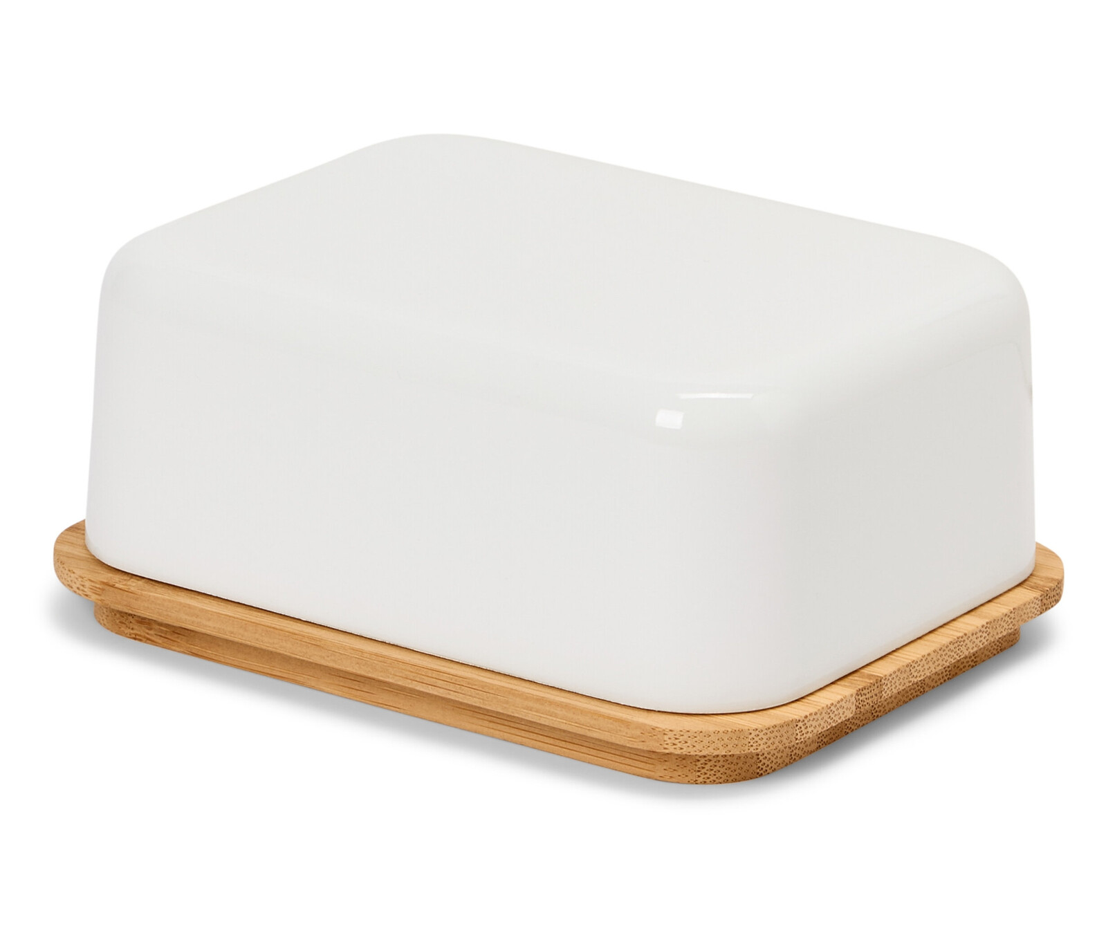 Tchibo - Dóza na máslo s bambusem - barva: bílá