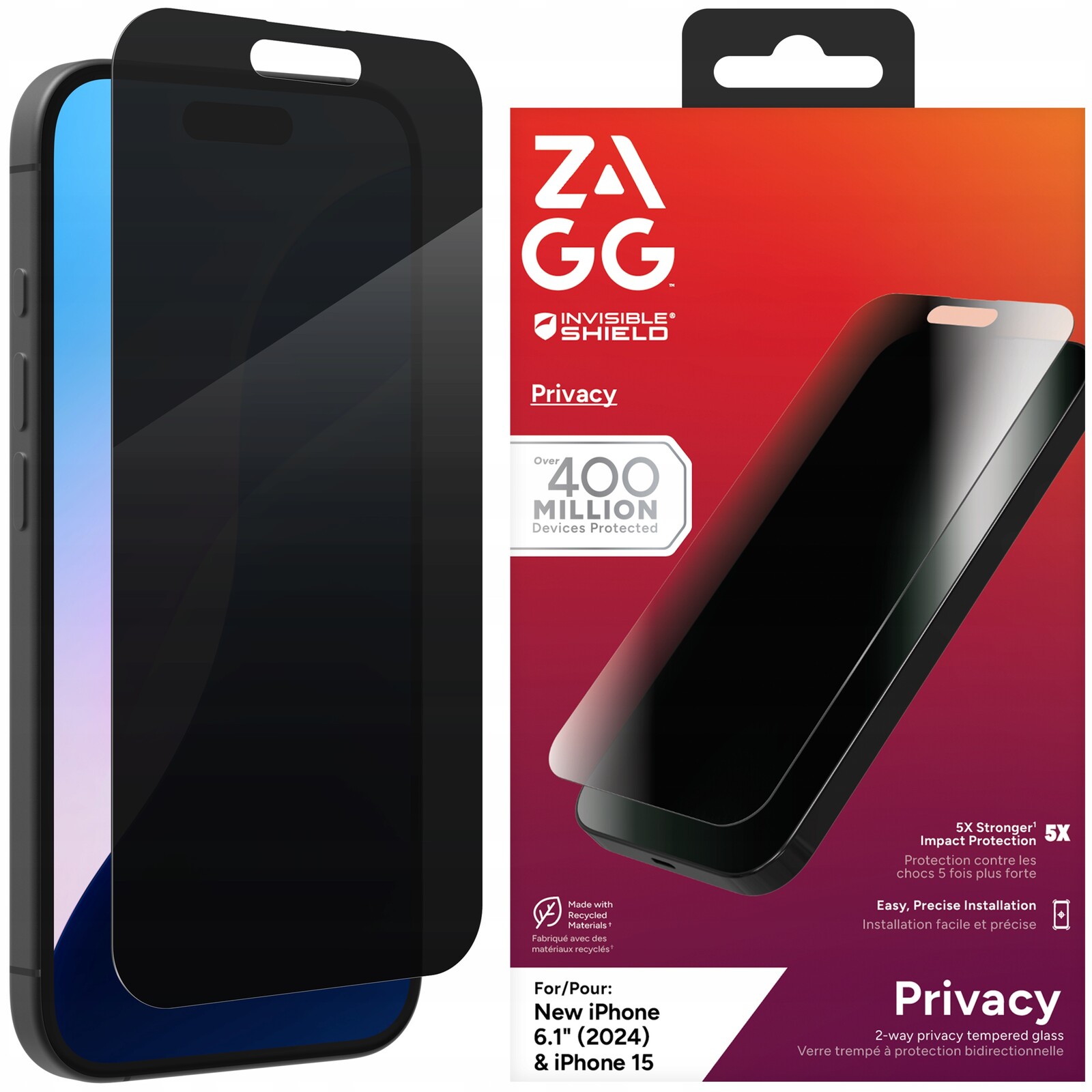 Zagg Glass Elite Privacy – Sklo S Privátním Filtrem na displej pro iPhone 16 15