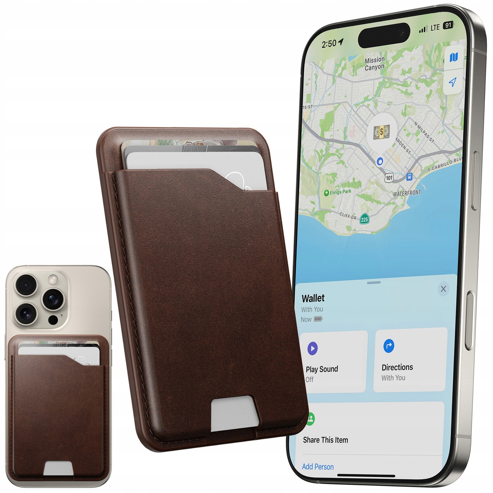 Nomad Leather Mag Wallet Kožená peněženka MagSafe s lokátorem Apple