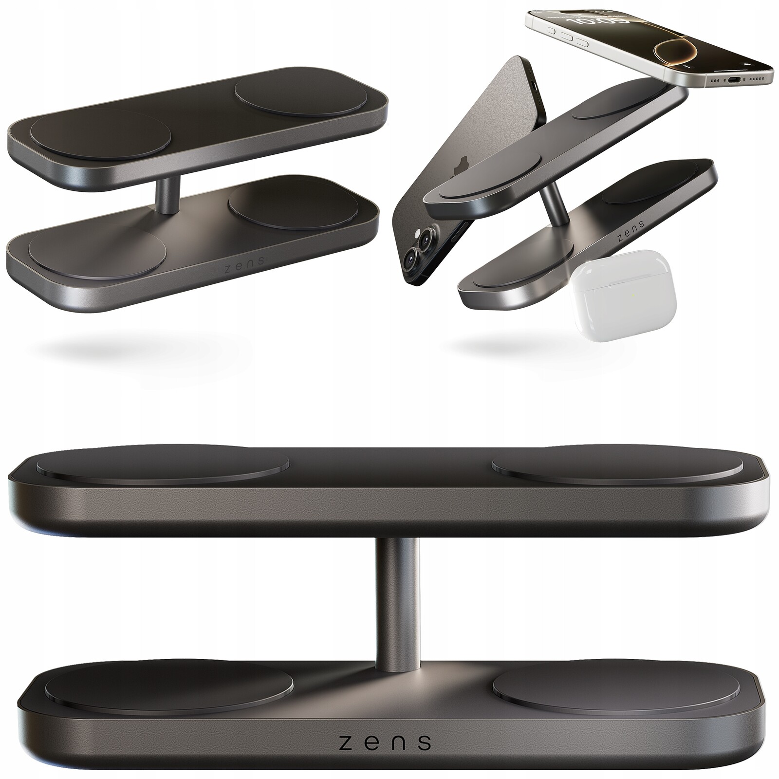 Zens Quattro Charger Pro 4 – Bezdrátová nabíječka Qi2 4x 15W pro Apple