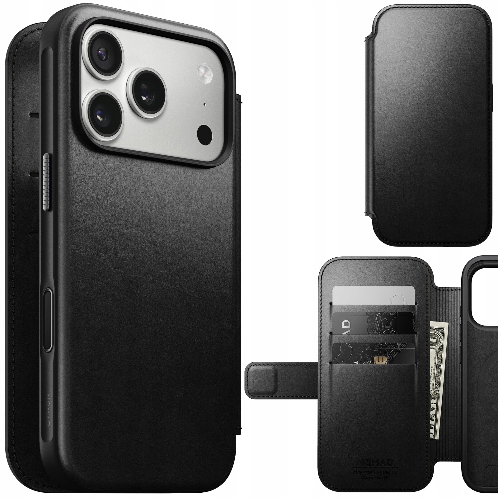 Nomad Modern Horween Folio Case – Pouzdro s MagSafe pro iPhone 17 Pro