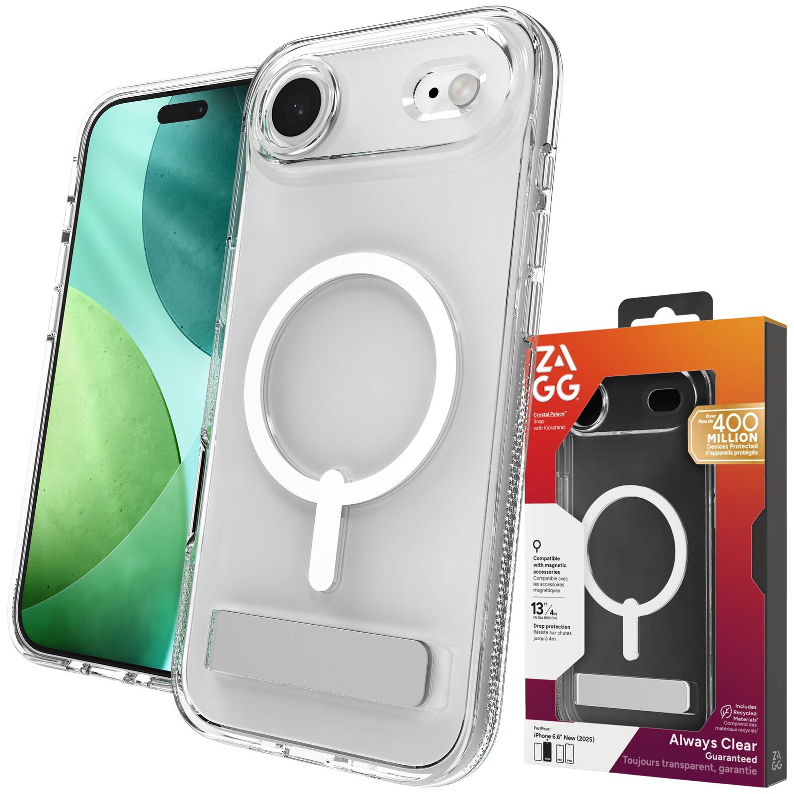 Zagg Crystal Palace Snap Kickstand Case Pouzdro s MagSafe a stojánkem pro iPhone Air