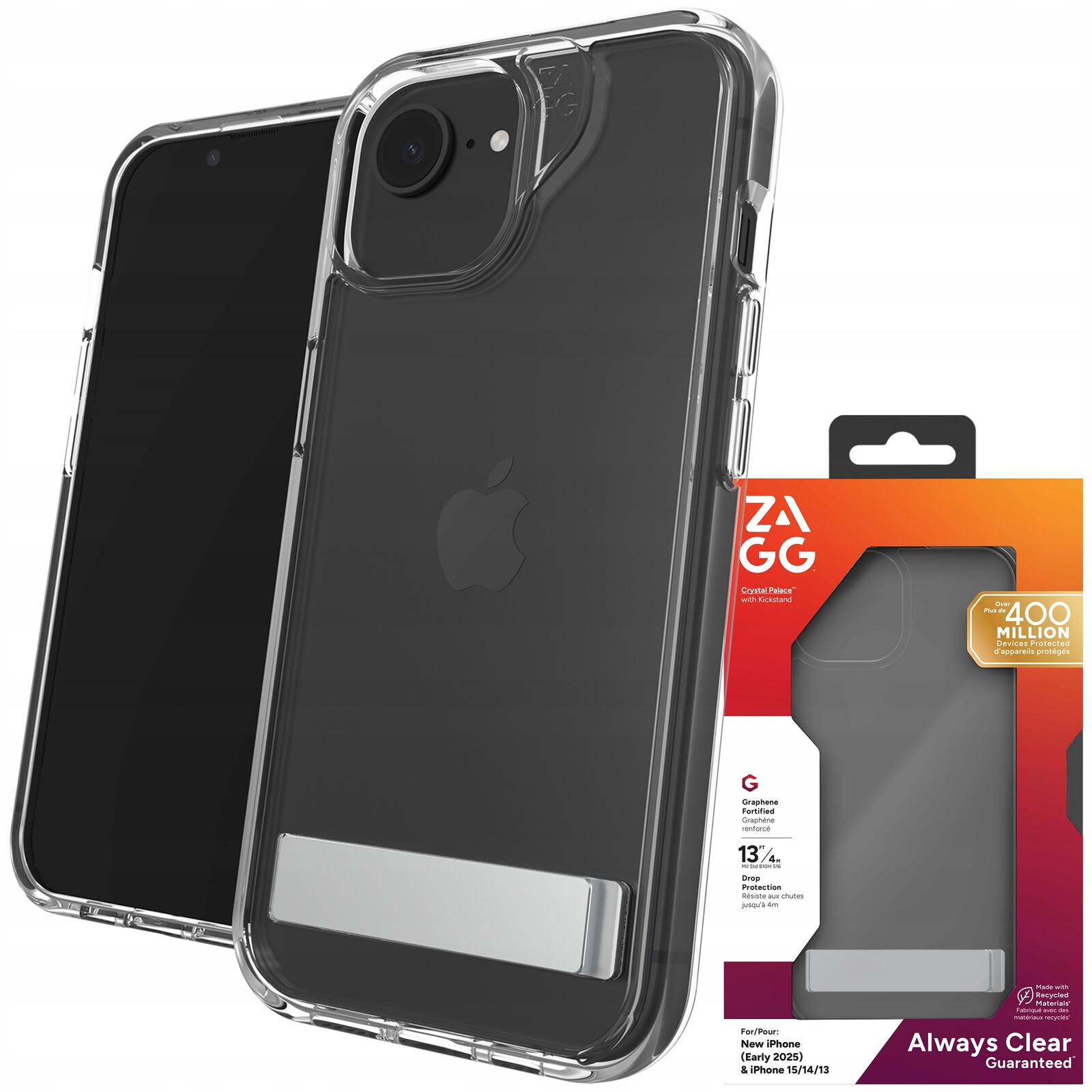 Zagg Crystal Palace Kickstand Pouzdro pro iPhone 17e 16e 15 14 13