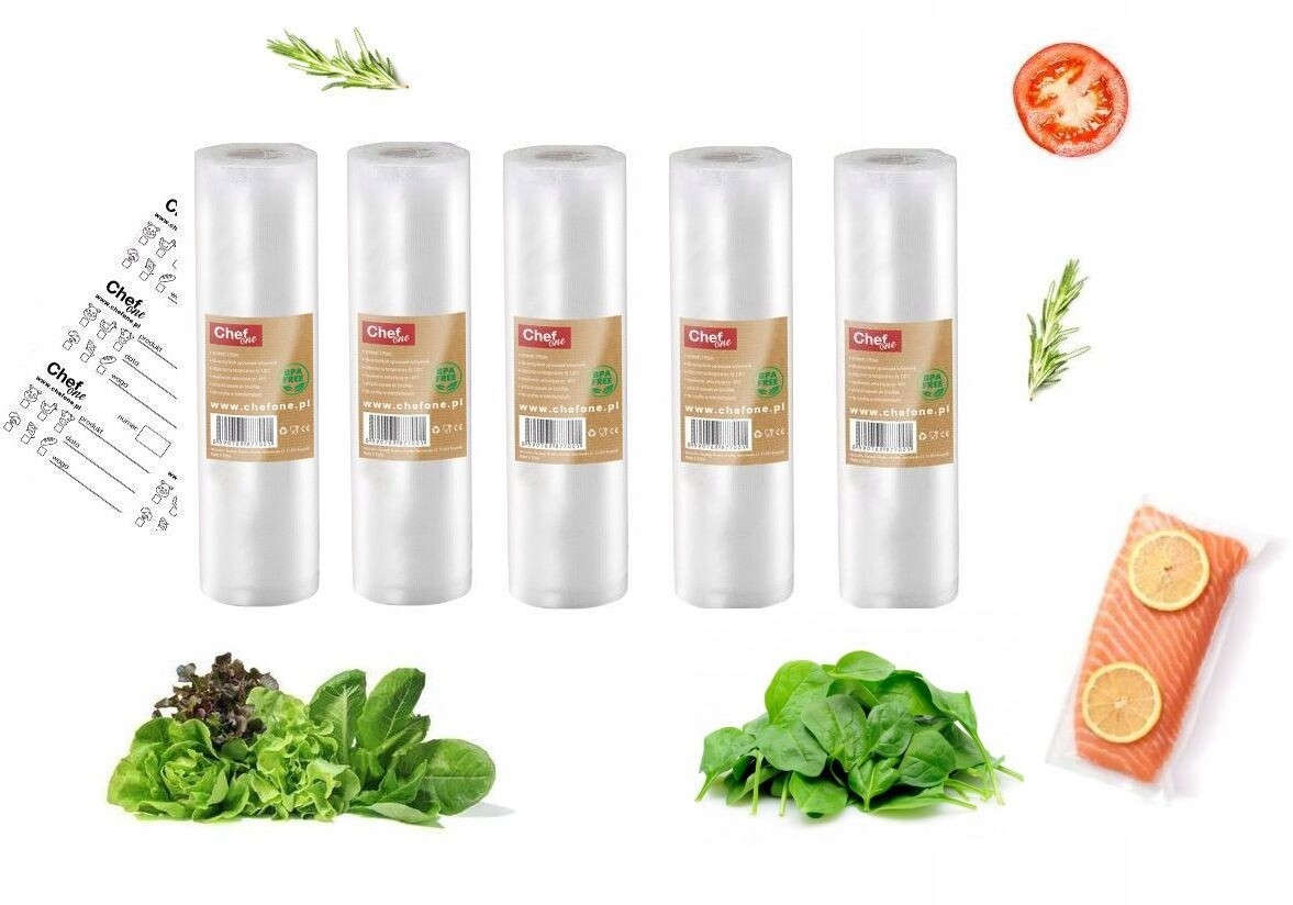 ChefOne fólie vakuové balení 15 cm 30 m, moletovaný rukáv Nálepky