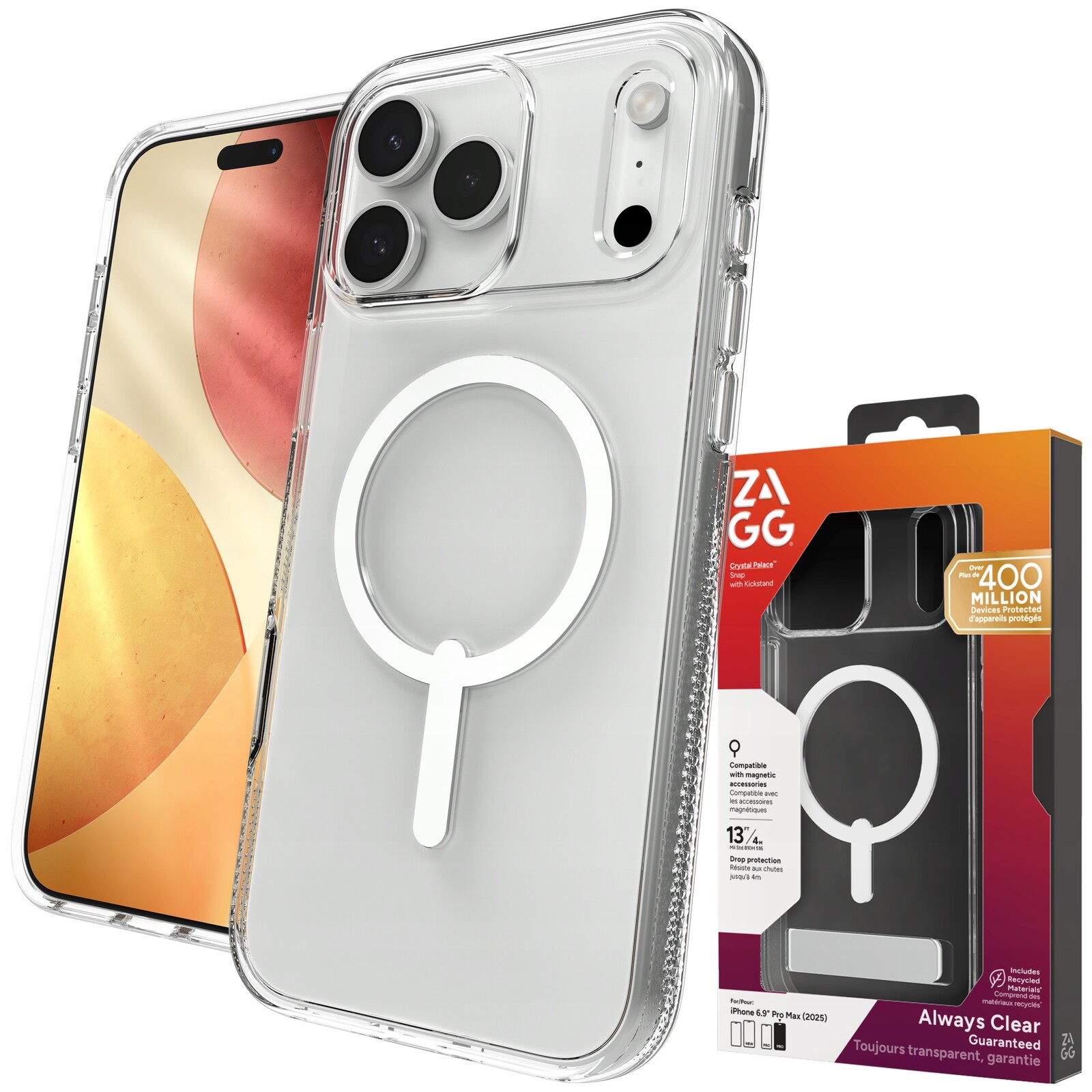 Zagg Crystal Palace Snap Kickstand Case Pouzdro MagSafe pro iPhone 17 Pro Max