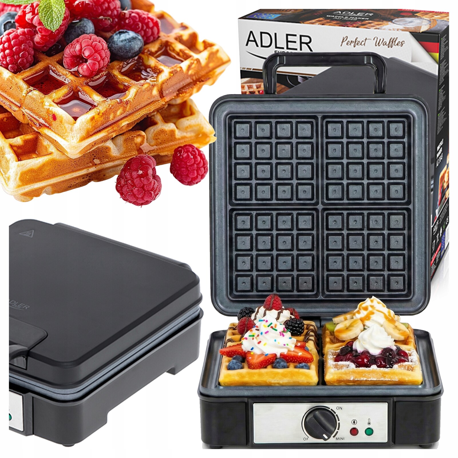 Vaflovač na 4 Křupavé Vafle 1800 W silná regulace Křupavosti