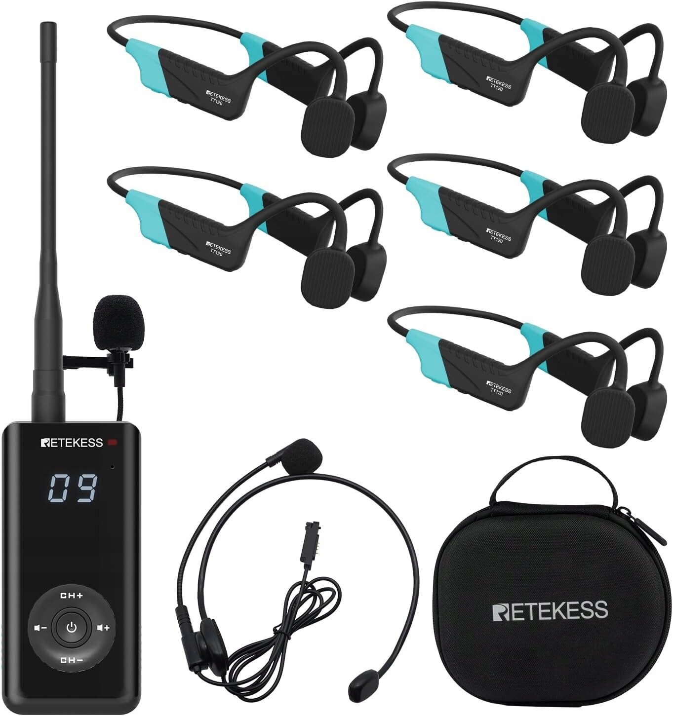 Retekess TT120 Komunikátor pro plavecké trenéry, IP68 Vodotěsná plavecká sluchátka