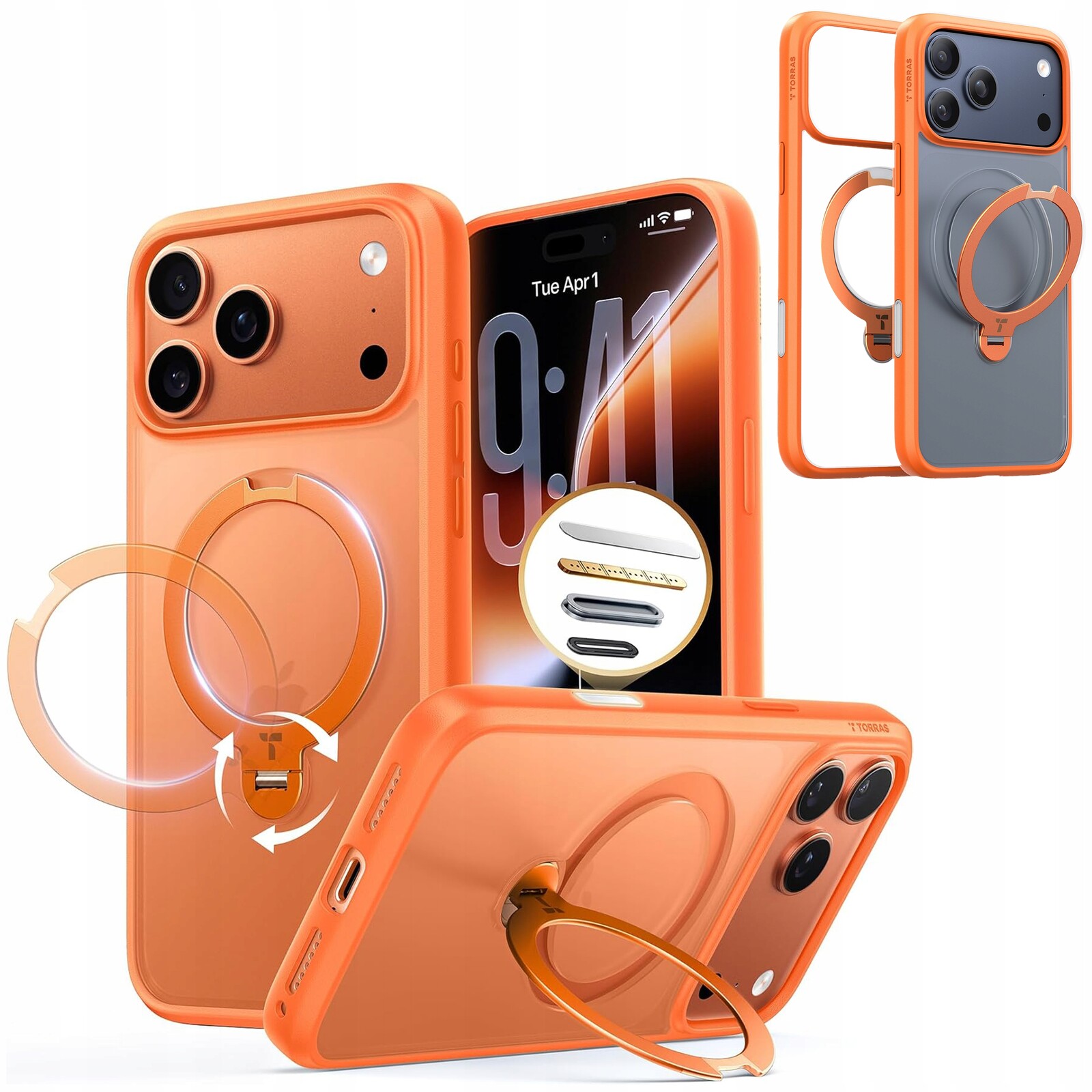 Torras Ostand Spin Case Pouzdro MagSafe s držákem pro iPhone 17 Pro Kryt