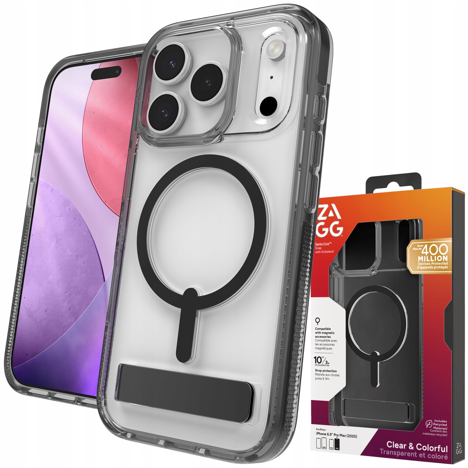 Zagg Santa Cruz Snap Kickstand Case Pouzdro s MagSafe a stojánkem pro iPhone 17 Pro Max