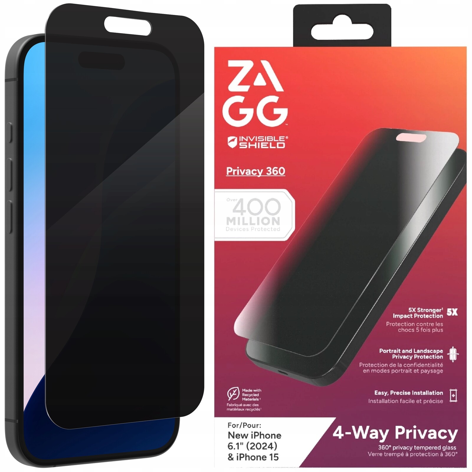 Zagg Elite Privacy 360 Sklo S Privátním Filtrem na displej pro iPhone 16 15