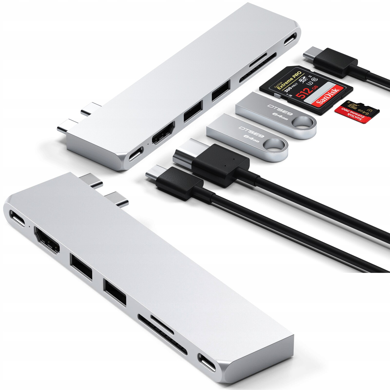 Satechi Pro Adapter Hub s dvojitým Usb-c na USB4 Hdmi Usb-a pro MacBook