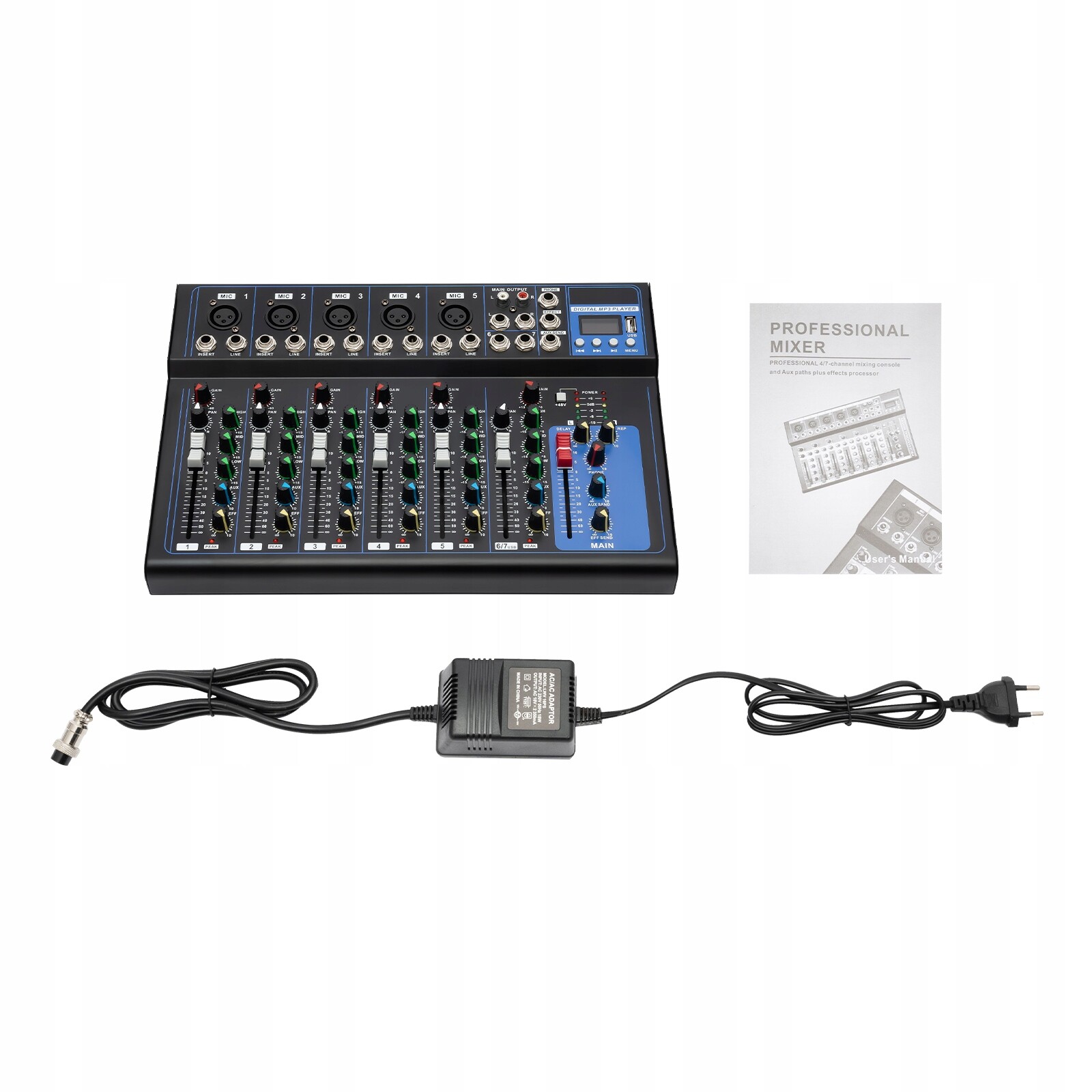 Audio Studiový Mixér Mixer 4 Kanály Bluetooth Usb MP3 2x Xlr Rca Jack 6.3