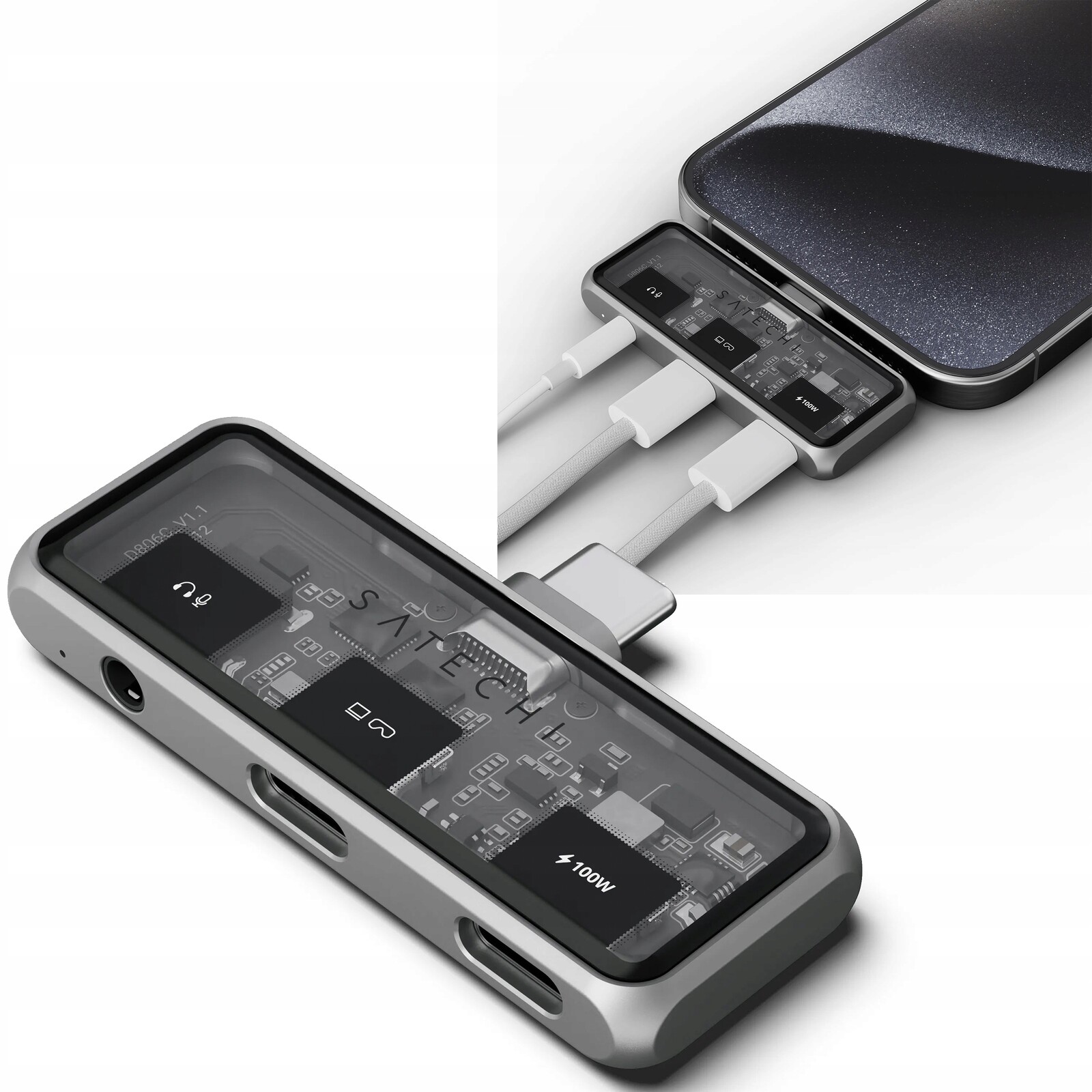 Satechi Mobile Xr Adapter Usb-c Hub s 100W nabíjením, 3.5mm Audio Vstup/Výstup