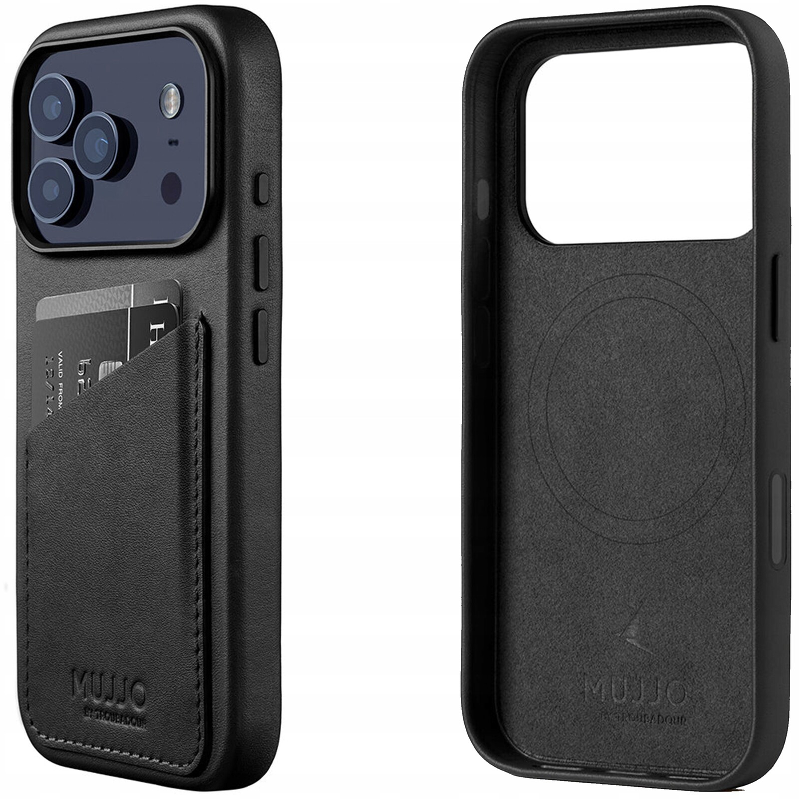 Mujjo Wallet Leather Case – Pouzdro na karty MagSafe pro iPhone 17 Pro