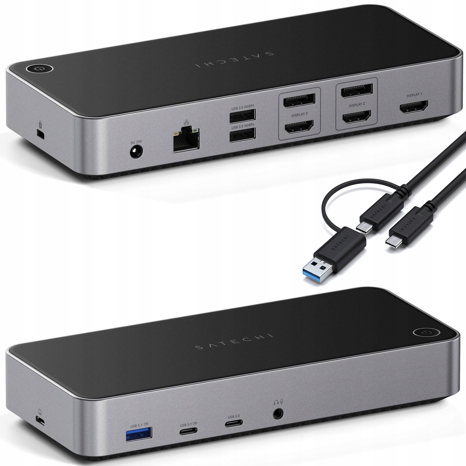 Satechi Dokovací stanice 3x 4K/60Hz 100W 2x Display Port 1.4 3x Hdmi Usb-c