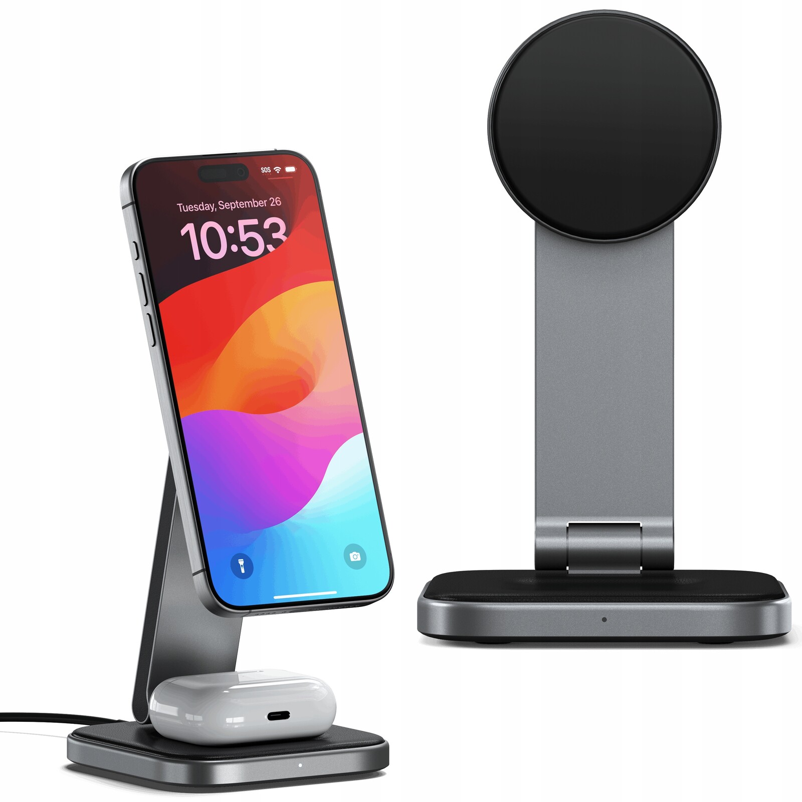 Satechi 2v1 Foldable Stand Bezdrátová nabíječka 15W Qi2 s MagSafe