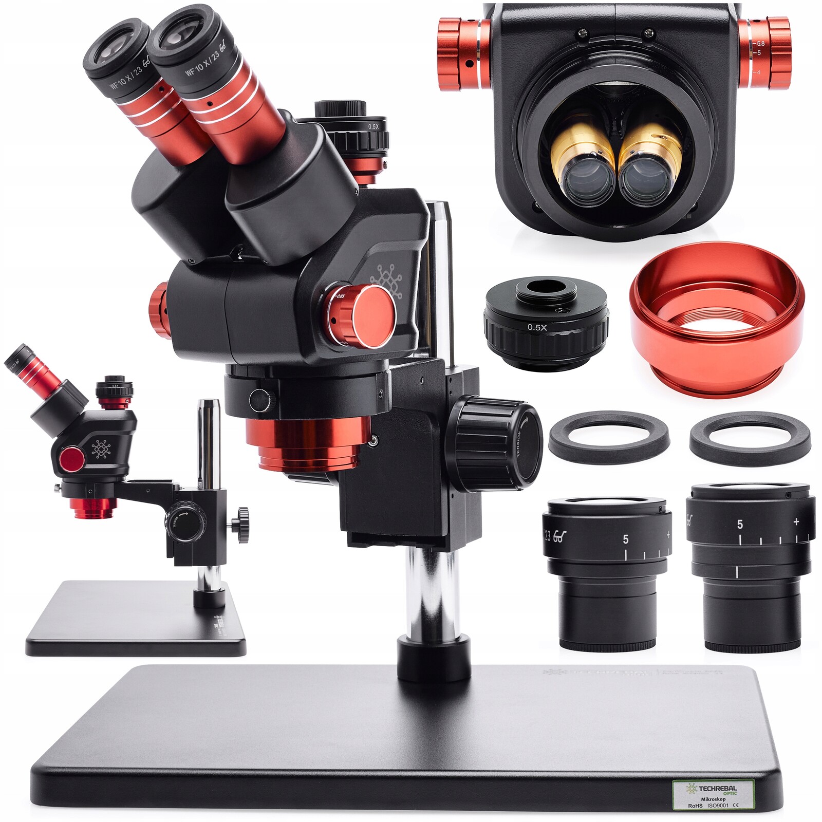 Optický Stereoskopický Mikroskop Pro Elektroniku Optizoom 6,5-58X Techrebal