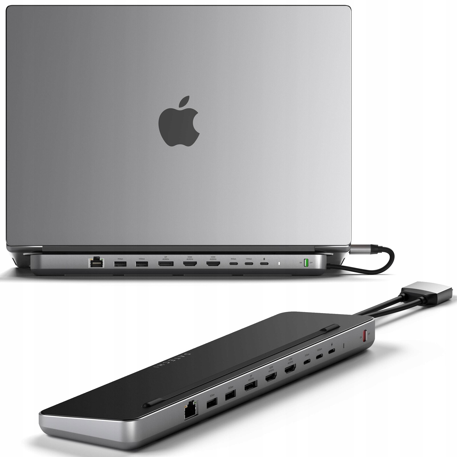 Satechi – Dokovací stanice 2x Usb-c na Usb-c Hdmi DisplayPort pro MacBook