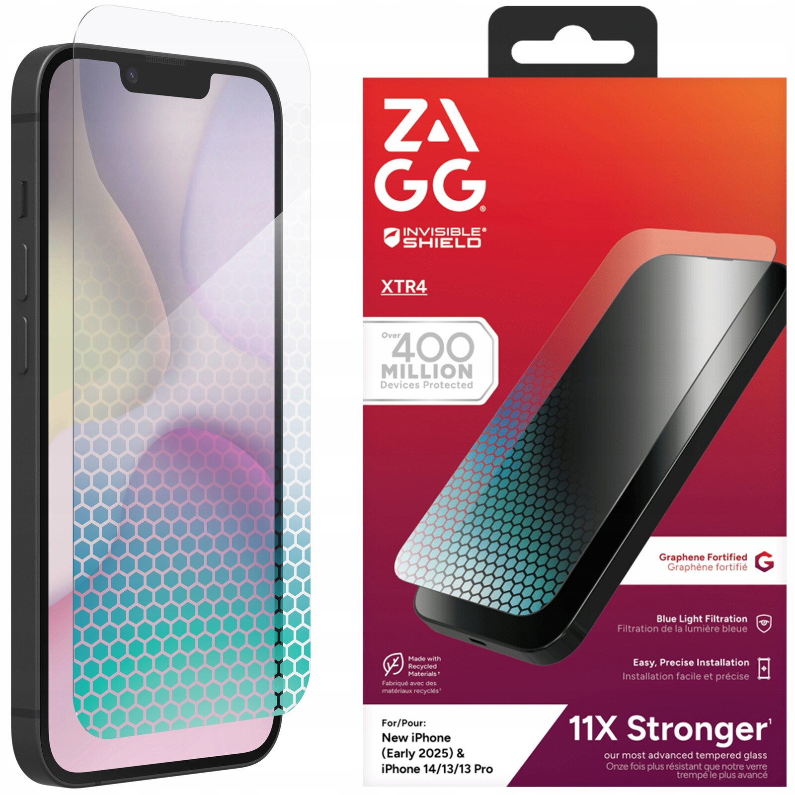 Zagg XTR4 Tvrzené Sklo na displej pro iPhone 17e 16e 14 13 Pro 13