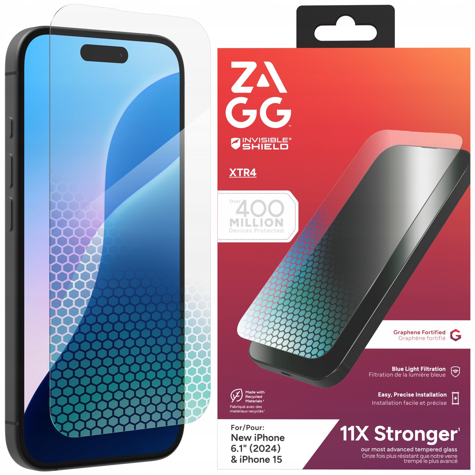 Zagg Glass XTR4 Tvrzené Sklo na displej pro iPhone 16/15