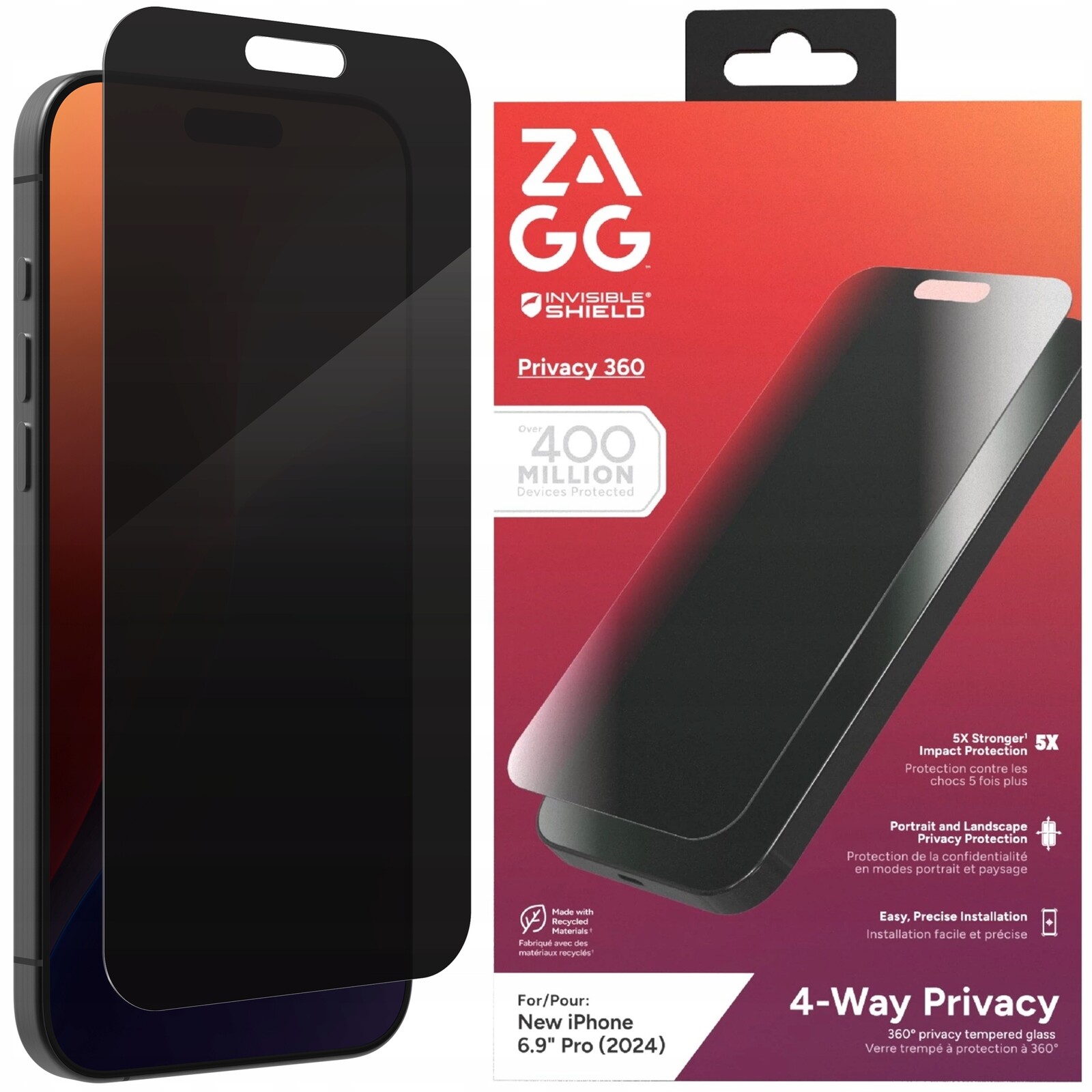 Zagg Elite Privacy 360 Sklo S Privátním Filtrem na displej pro iPhone 16 Pro Max