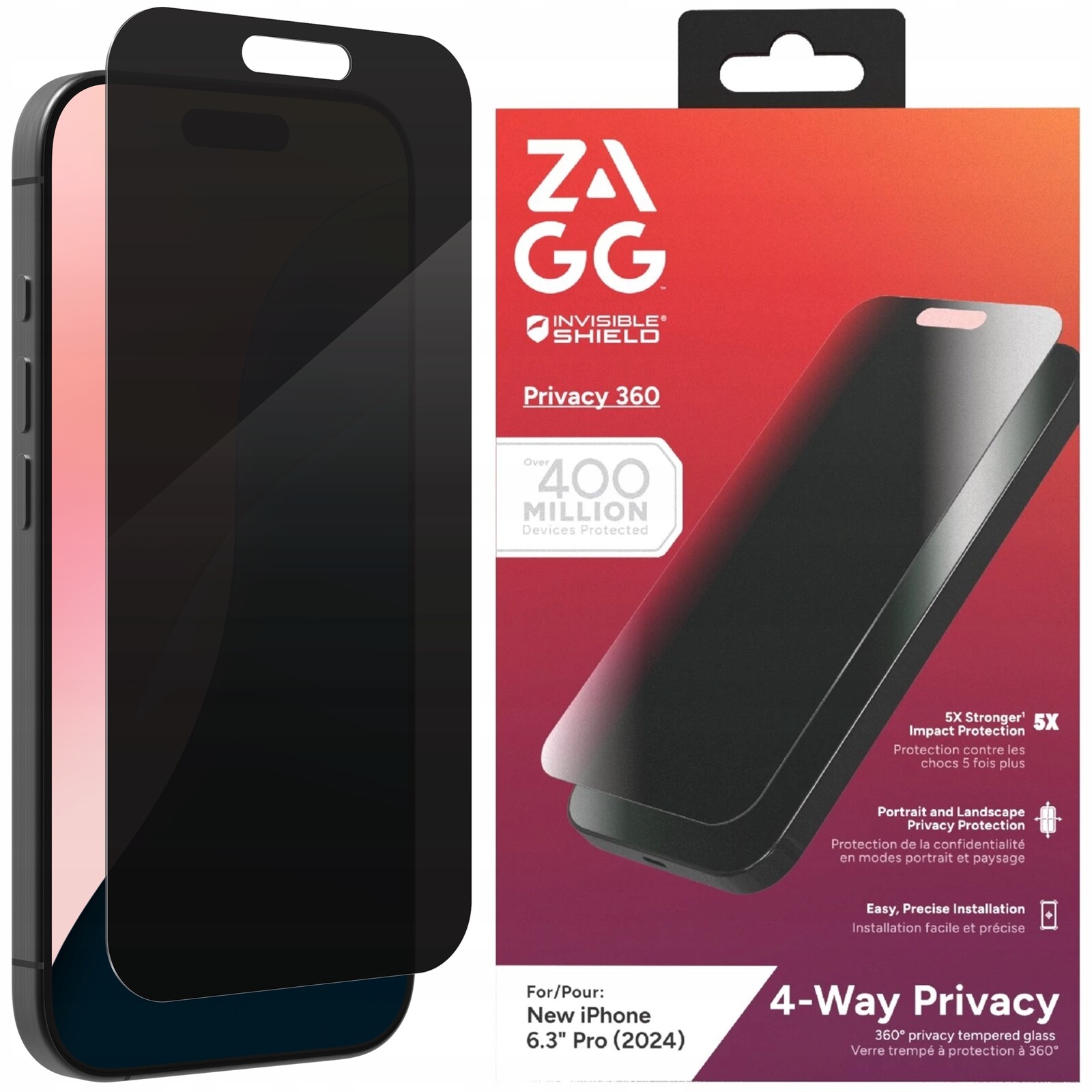 Zagg Elite Privacy 360 Sklo S Privátním Filtrem na displej pro iPhone 16 Pro