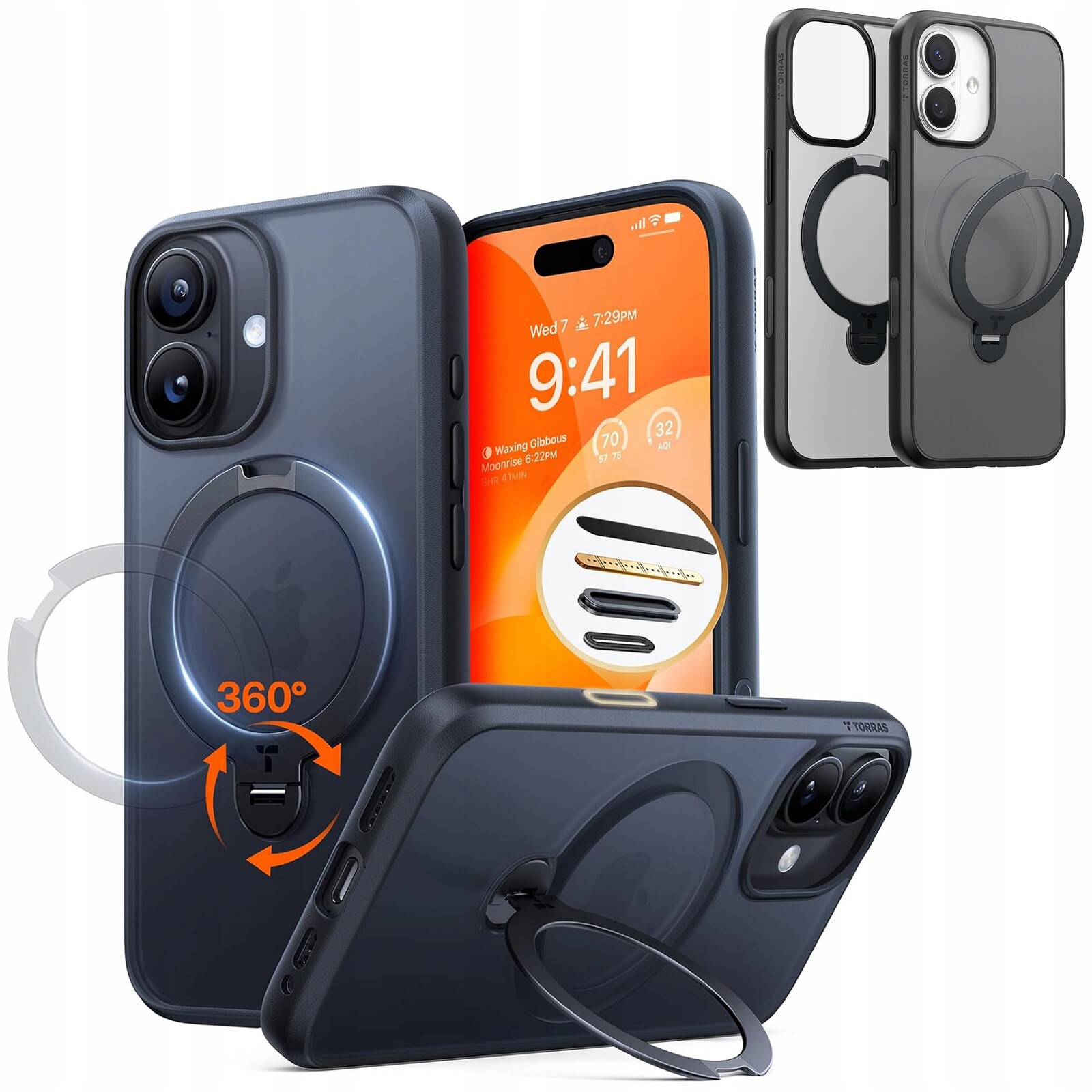 Torras Ostand Spin Case Pouzdro MagSafe s držákem pro iPhone 17 Kryt