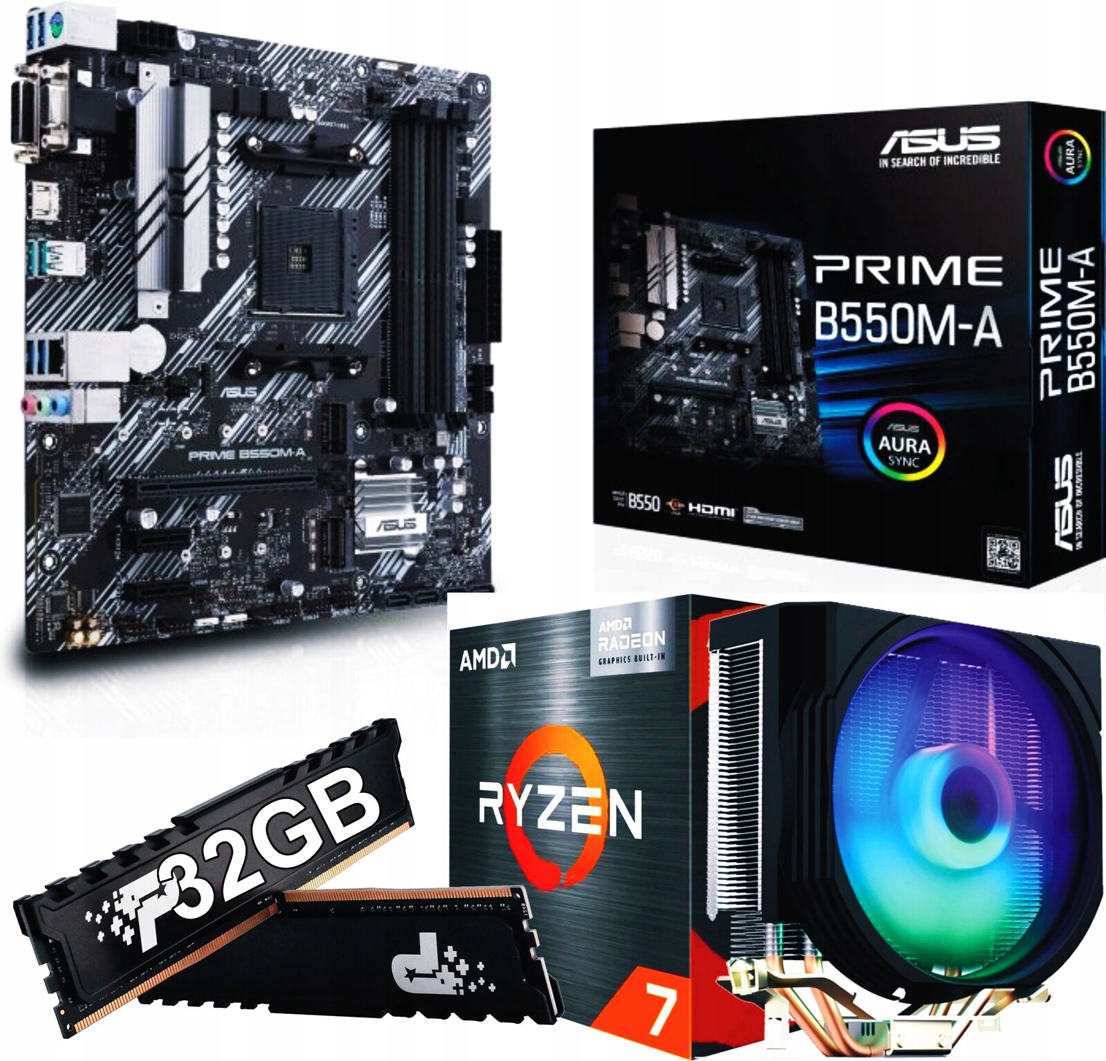 Sada procesoru Ryzen 7 5700X deska AM4 32 Gb DDR4 Endorfy Spartan Argb