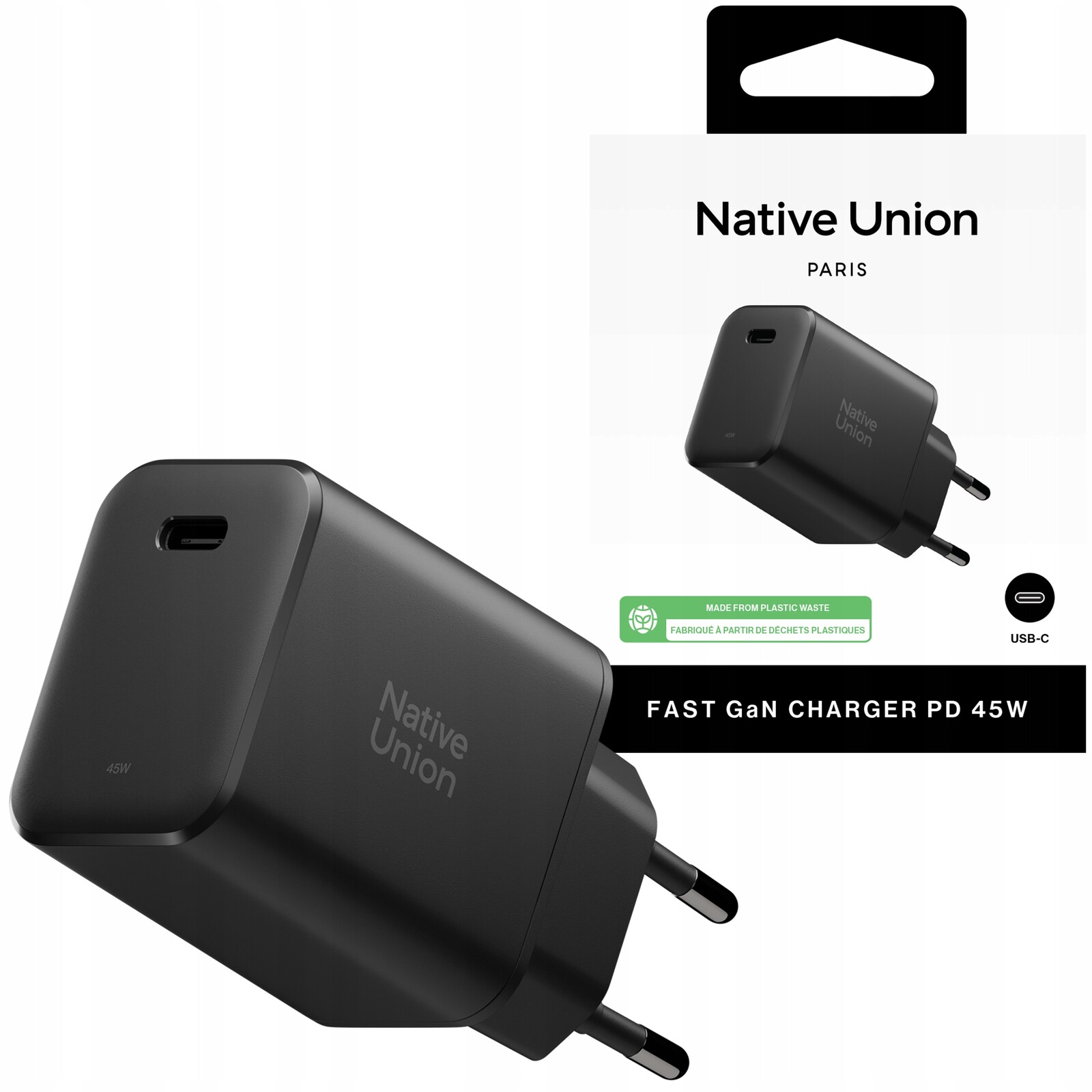 Native Union Fast GaN Charger síťová nabíječka Usb-c 45W Výkonný napájecí adaptér