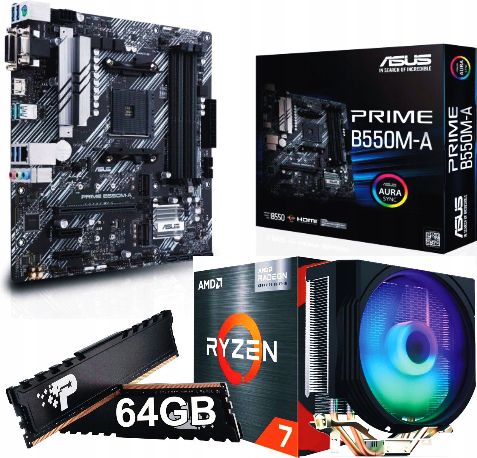 Sada procesoru Ryzen 7 5700X deska AM4 64 Gb DDR4 Endorfy Spartan Argb
