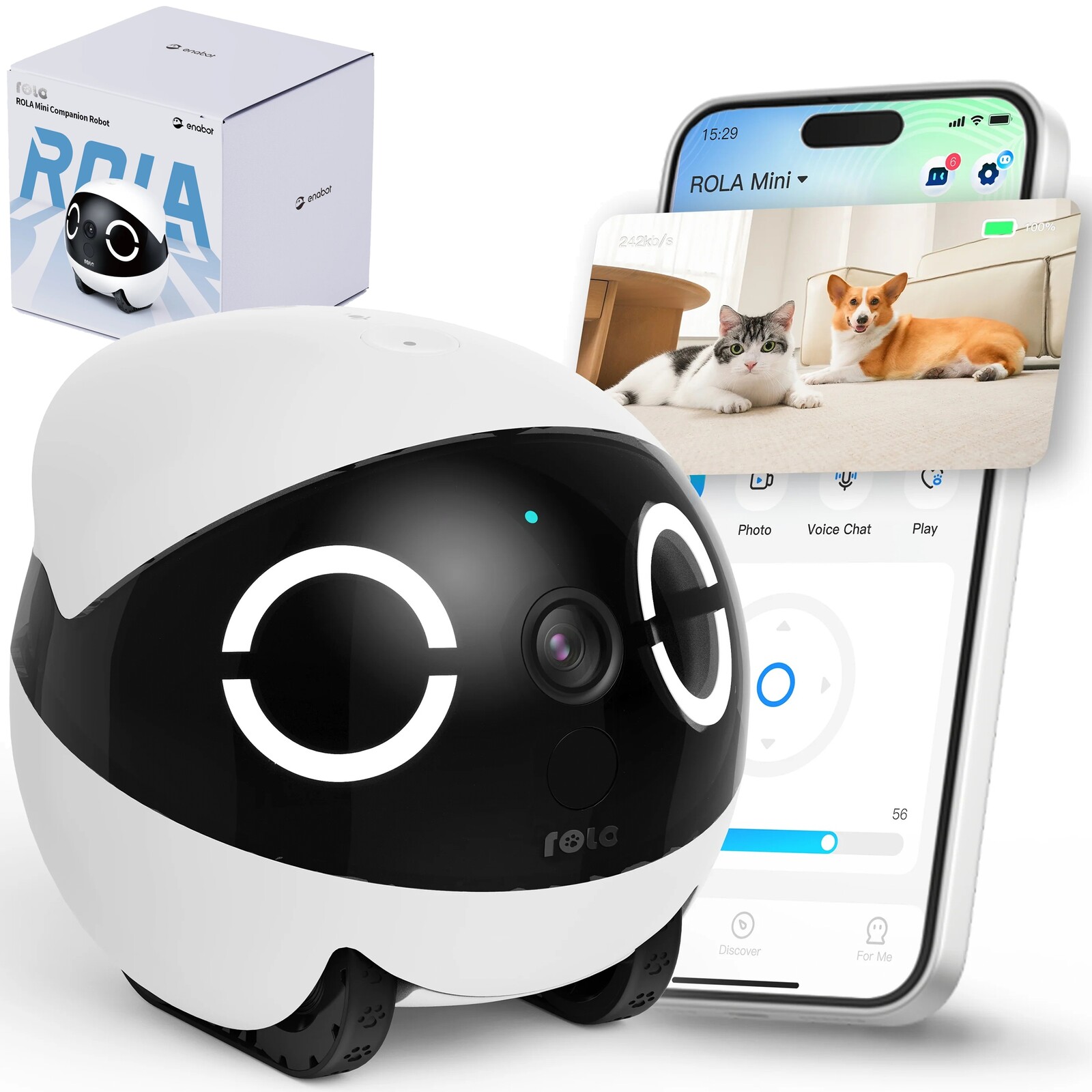 Enabot Rola Mini Pet Monitor – Monitorovací robot s kamerou pro psy a kočky