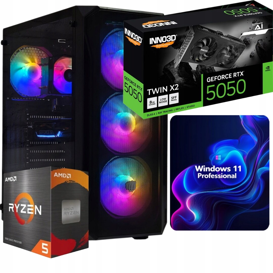 Herní Pc Ryzen 5 5500 Rtx 5050 8GB 32GB DDR4 M2 1TB Wi-Fi WIN11PRO