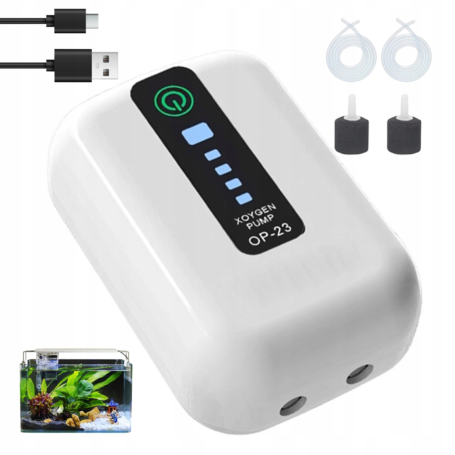 Provzdušňovač Kyslíkového Čerpadla Vzduchu Pro Akvárium 1.5 L/h Regulovatelný 2W