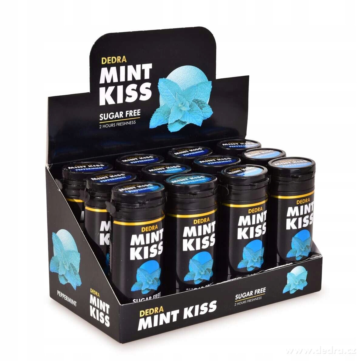 Bonbóny Dedra Sada 12 mátových osvěžujících pastilek bez cukru Mint Kiss,