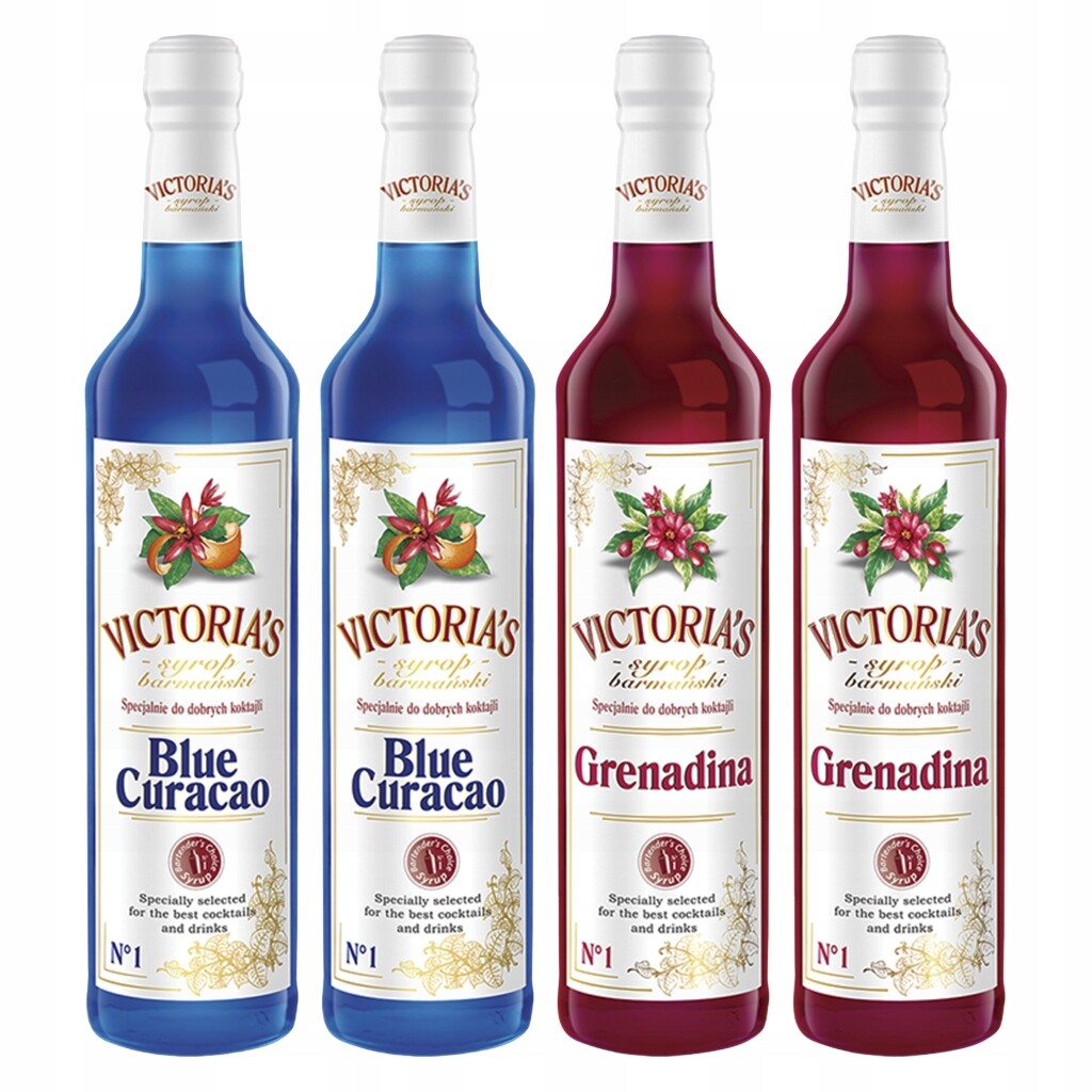 Victoria's sada sirupů do nápojů Blue Curacao Grenadina 4x490 ml