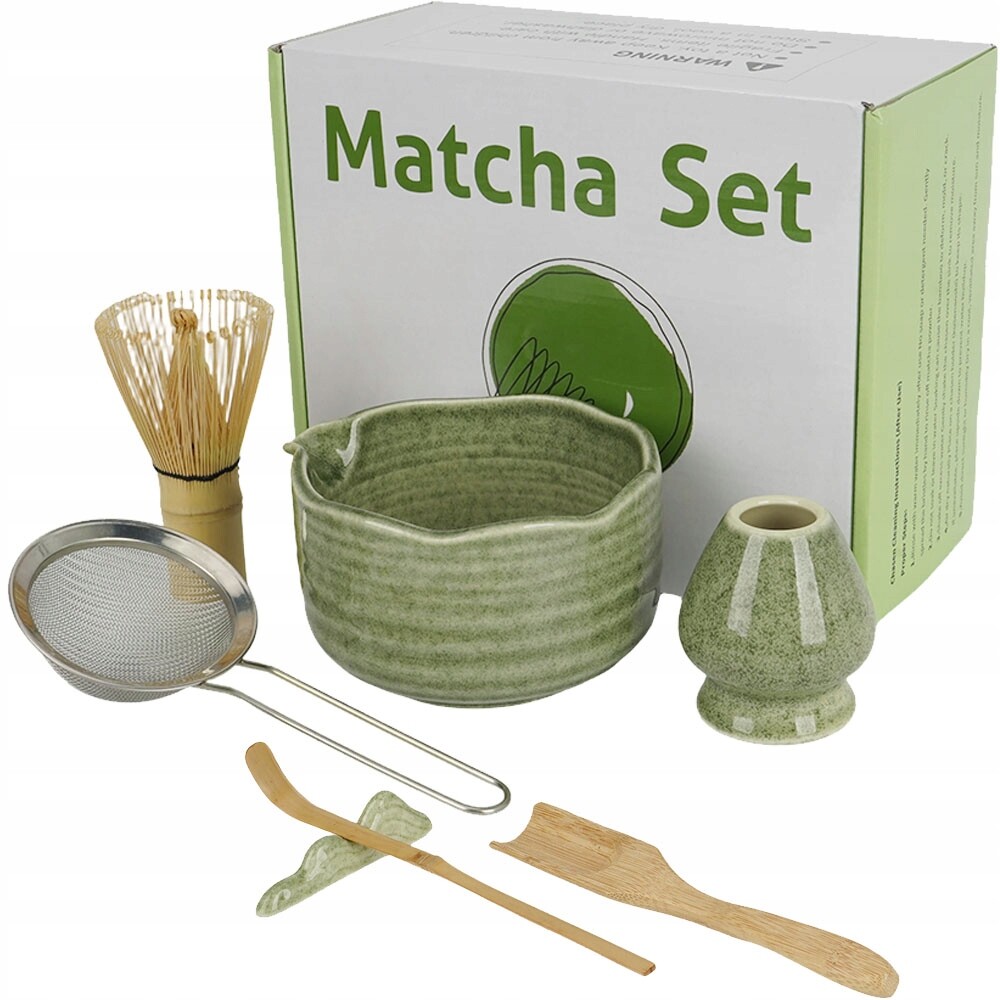 Keramická sada na přípravu čaje Matcha se sítkem a japonskými lžičkami