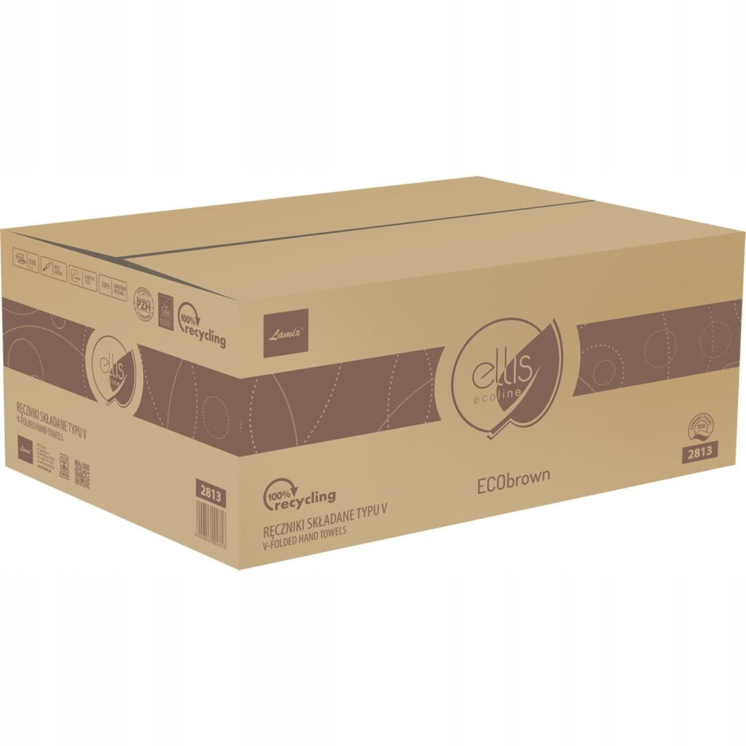 Skládací ručník typu V-V hnědý 3000 kusů 2v 24x21 cm recyklovaný Ecobrow